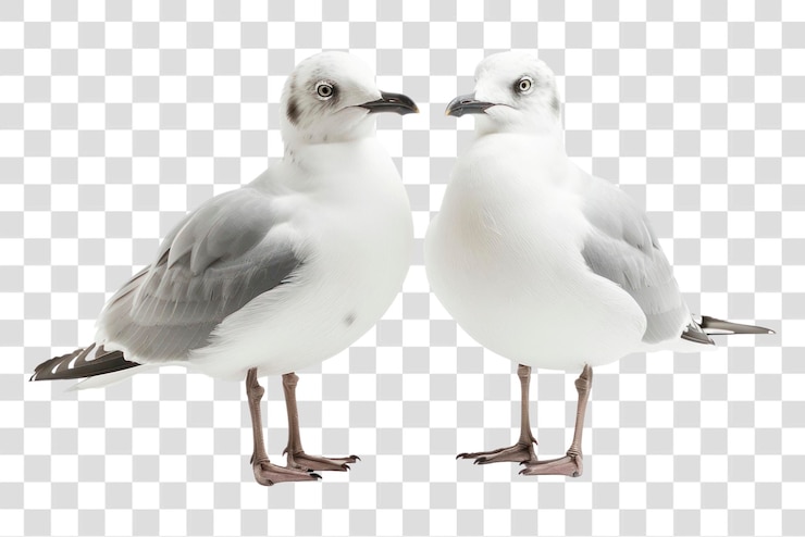 PSD dos gaviotas mirándose el uno al otro.