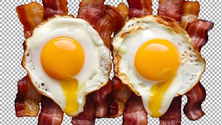 PSD dos huevos están en un plato con dos huevos fritos
