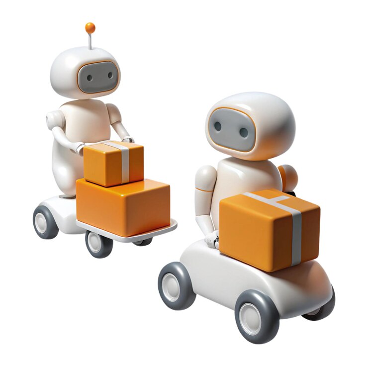 PSD dos juguetes robot se muestran con uno que dice robot en la parte superior