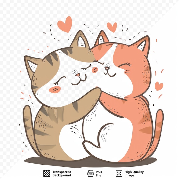 Dos lindo gato enamorado estilo doodle