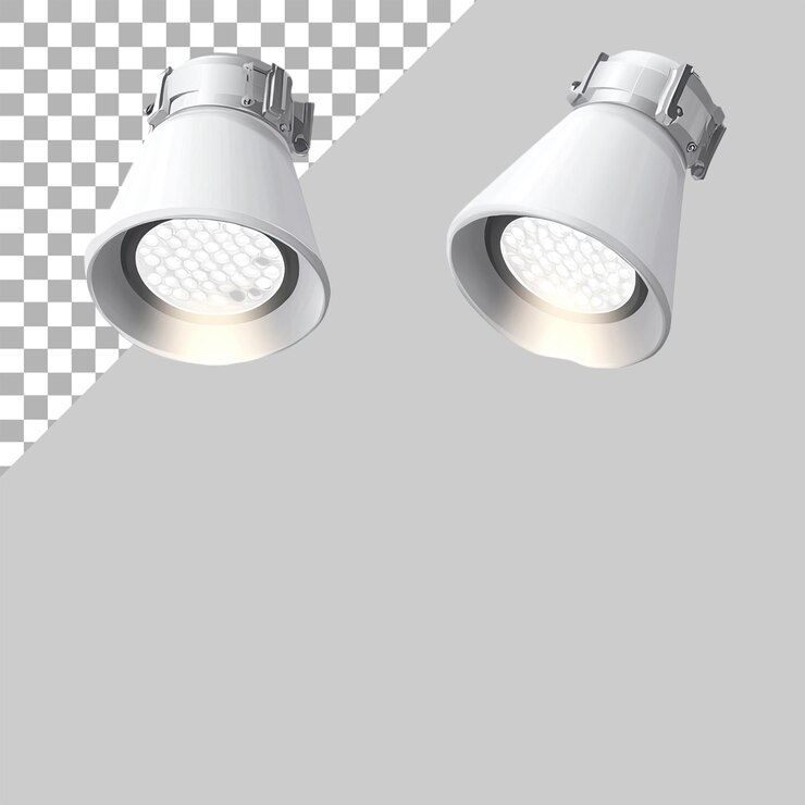 PSD dos luces blancas aisladas en un fondo transparente