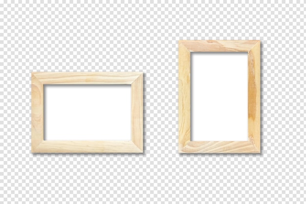 PSD dos marcos de madera colgados en una pared blanca