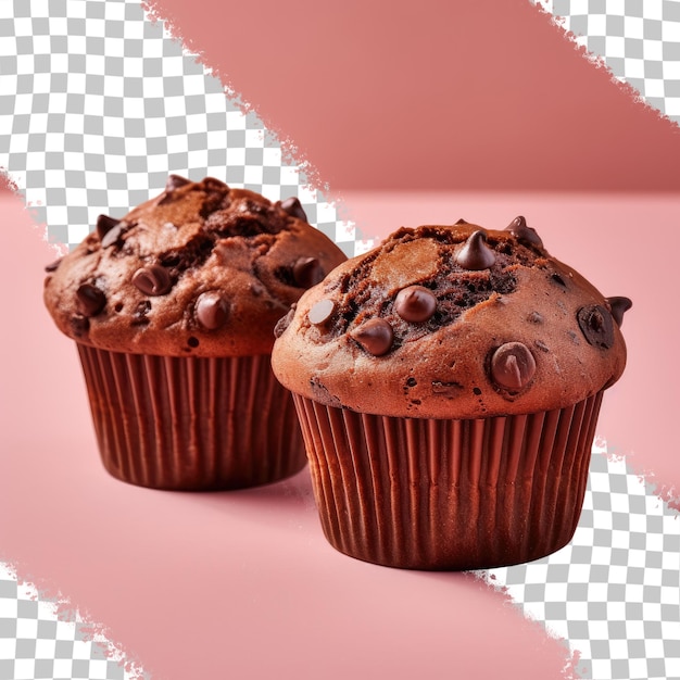 PSD dos muffins de chocolate sobre un fondo transparente