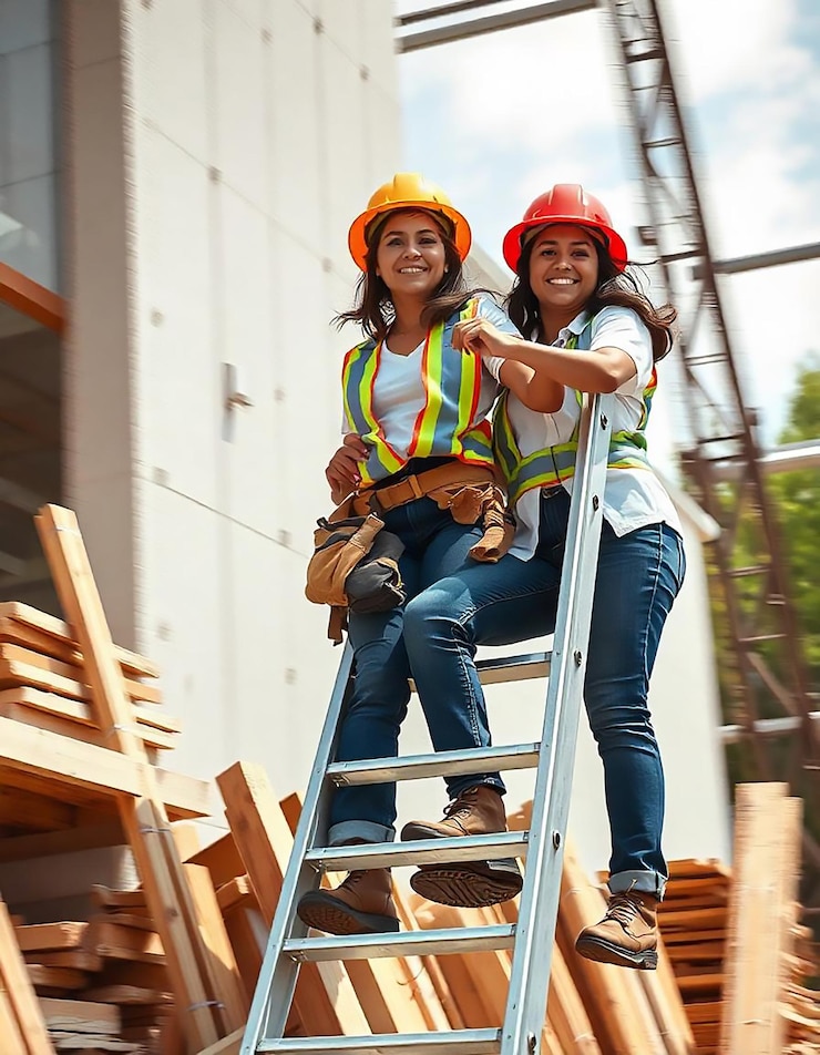 PSD dos mujeres riendo juntas mientras trabajan en un proyecto