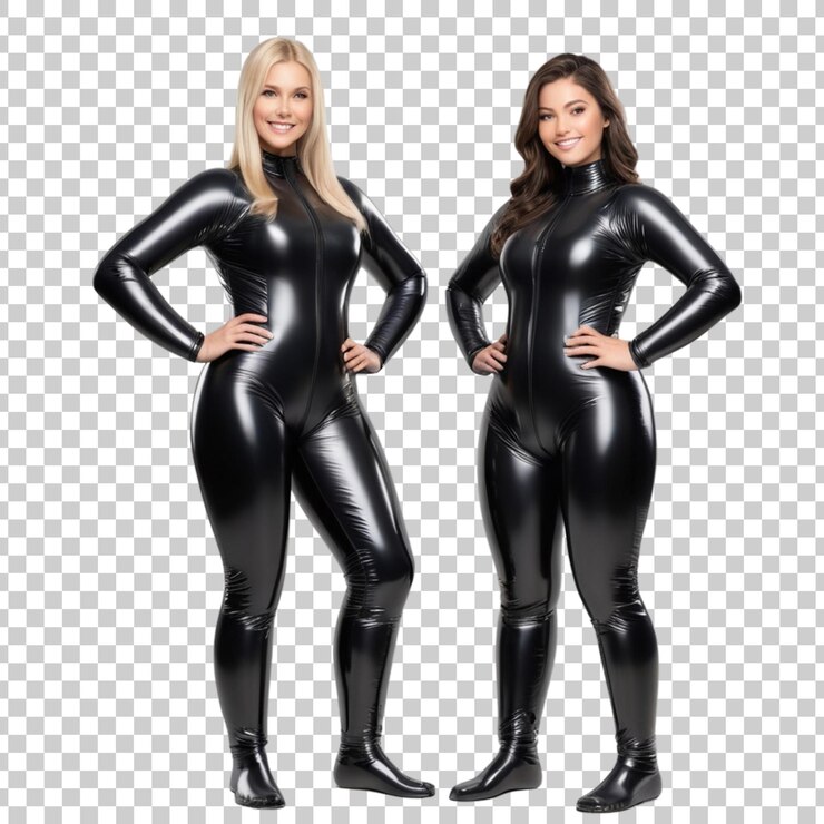 PSD dos mujeres en trajes de baño negros posando para una foto