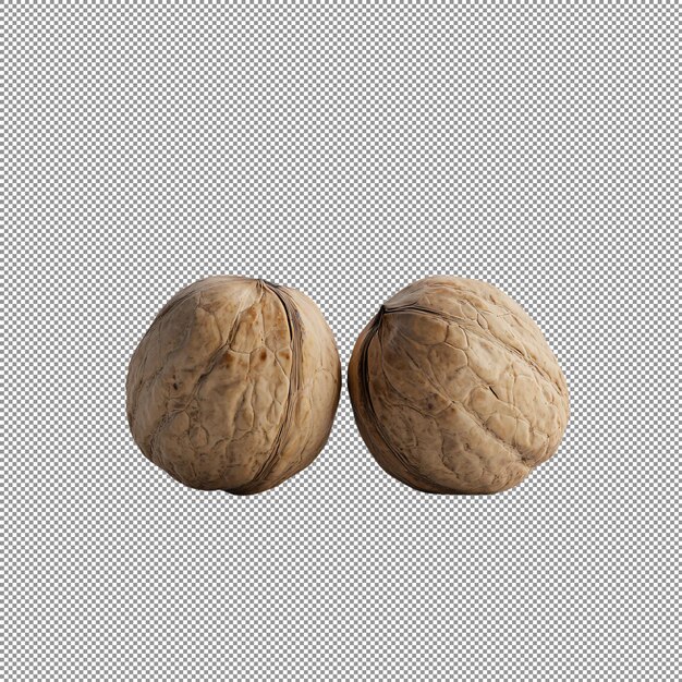 dos nueces se muestran en un fondo transparente