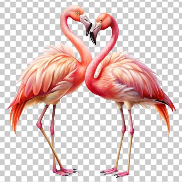 dos pájaros flamencos en un fondo transparente