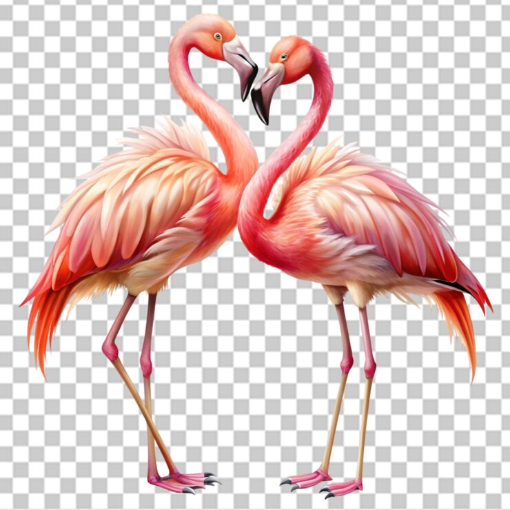 PSD dos pájaros flamencos en un fondo transparente