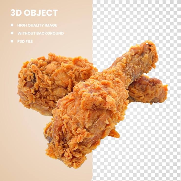 PSD dos palillos de pollo frito de 3d.