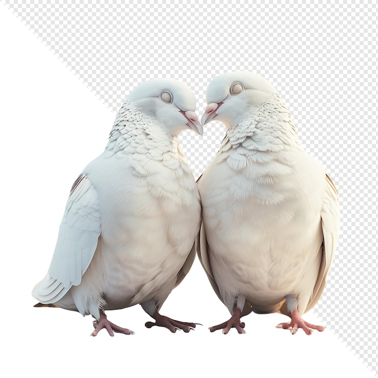 PSD dos palomas blancas mirándose el uno al otro