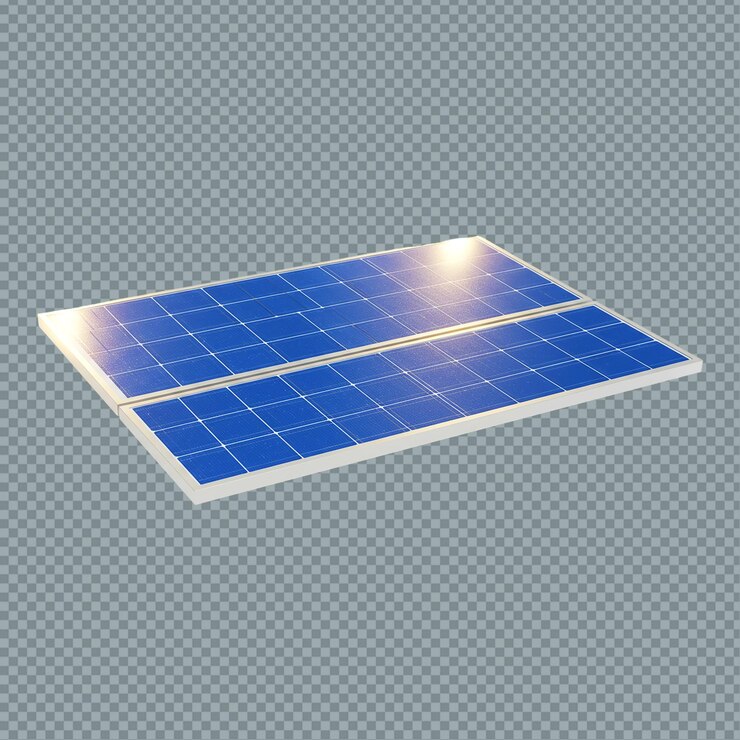 PSD dos paneles solares conectados juntos en un fondo a cuadros transparente vista desde arriba png