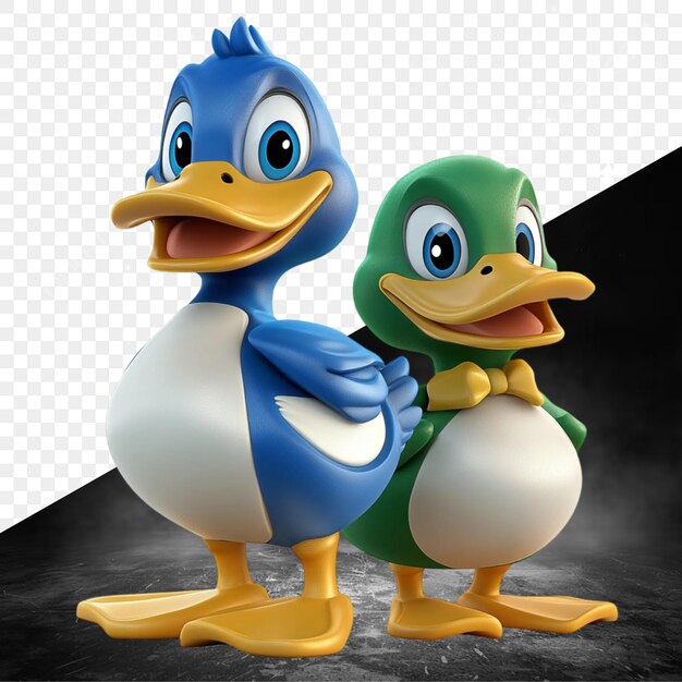 dos patos con uno con una camisa verde y el otro con el otro a la izquierda