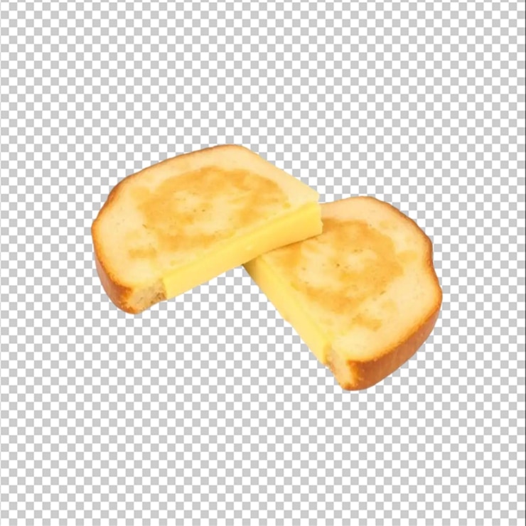PSD dos pedazos de un sándwich de queso aislados en el fondo blanco