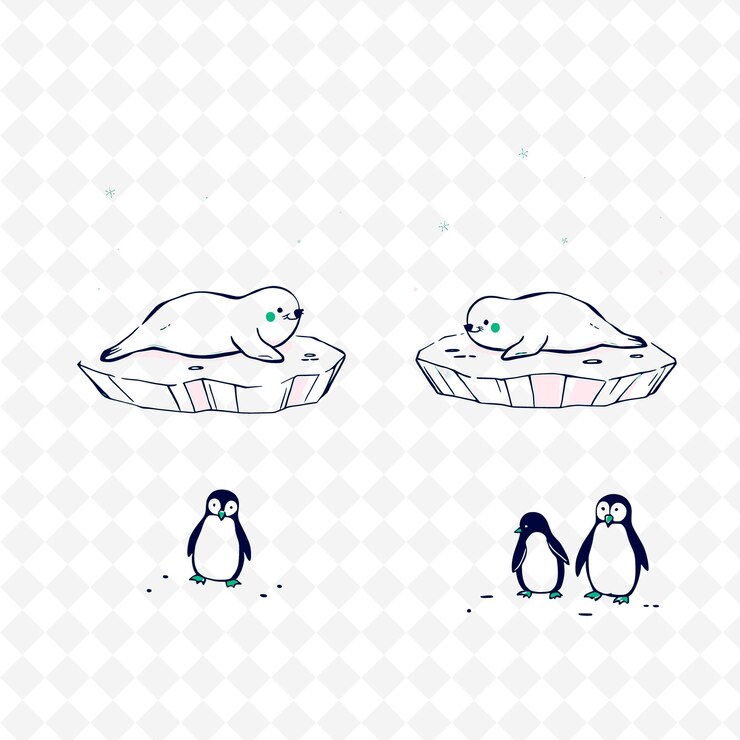 PSD dos pingüinos con uno en el otro con un fondo blanco