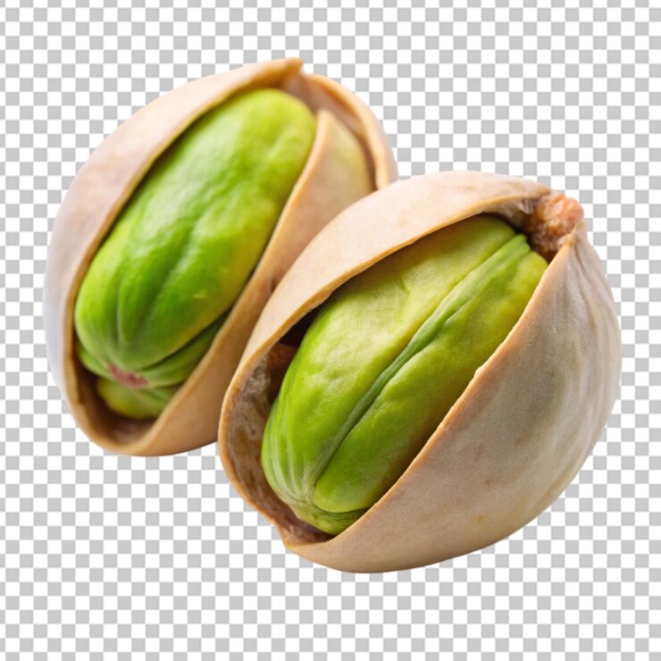 PSD dos pistachos sobre un fondo transparente