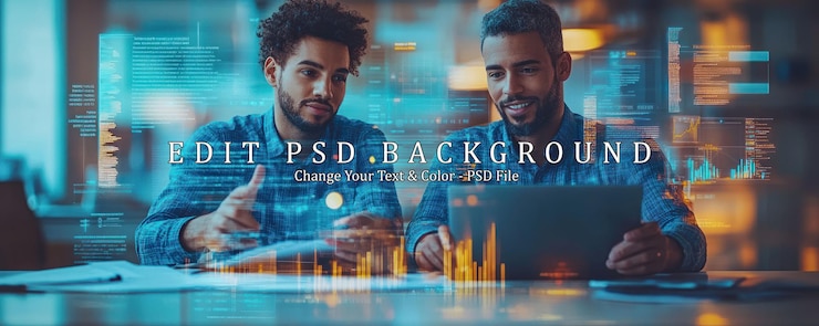 PSD dos programadores trabajando juntos en un proyecto discutiendo código en una computadora portátil