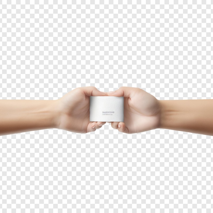 PSD dos pulseras de tela en las manos mockup sobre un fondo transparente