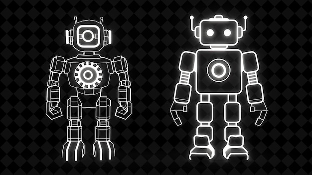 dos robots y un robot están de pie juntos uno de los cuales es un símbolo del robot