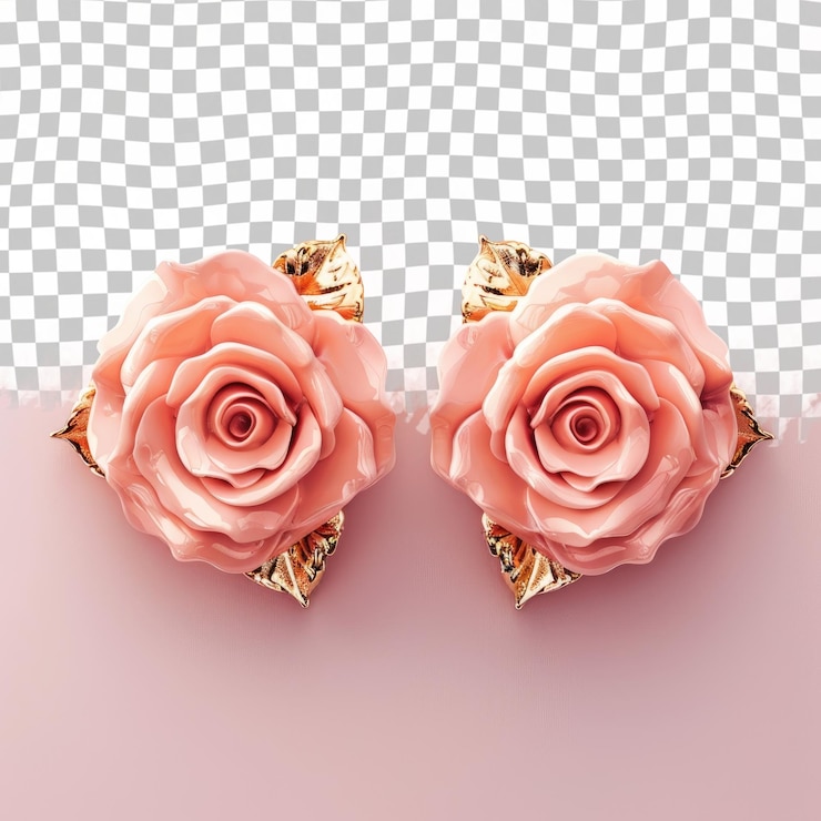PSD dos rosas rosas con diamantes dorados y negros en un fondo rosa
