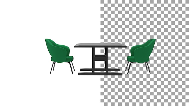 Dos sillas giratorias verdes sin sombra 3d render