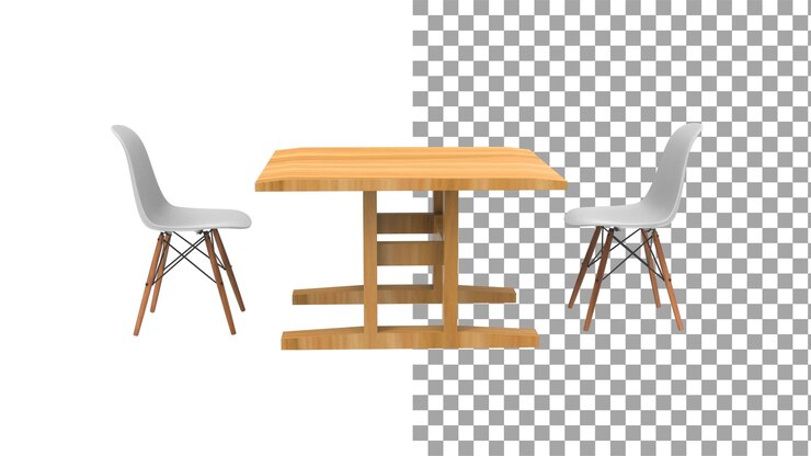 PSD dos sillas nórdicas grises sin sombra 3d render