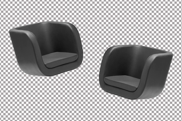 dos sillones negros aislados en blanco
