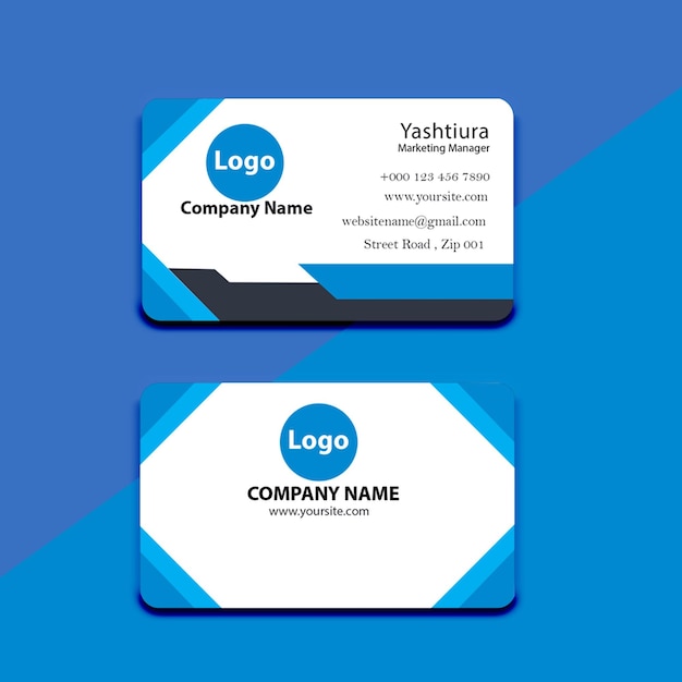 Dos tarjetas de visita para el nombre de una empresa.