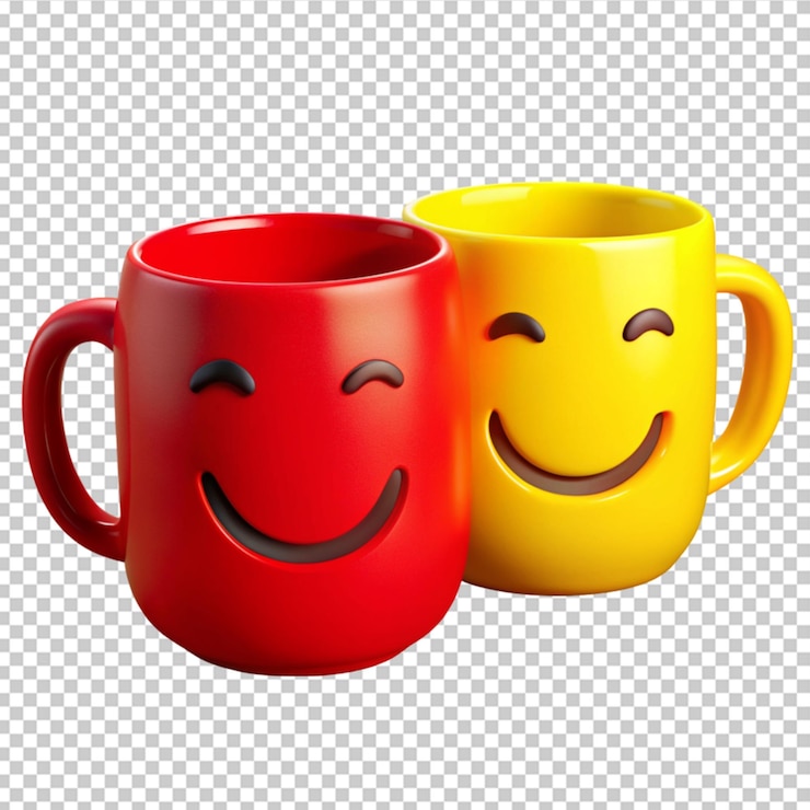 PSD dos tazas con caras sonrientes