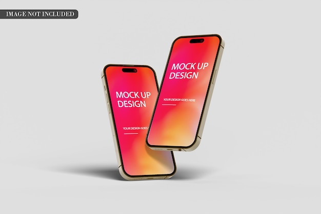 PSD dos teléfonos inteligentes con la palabra maqueta en la pantalla