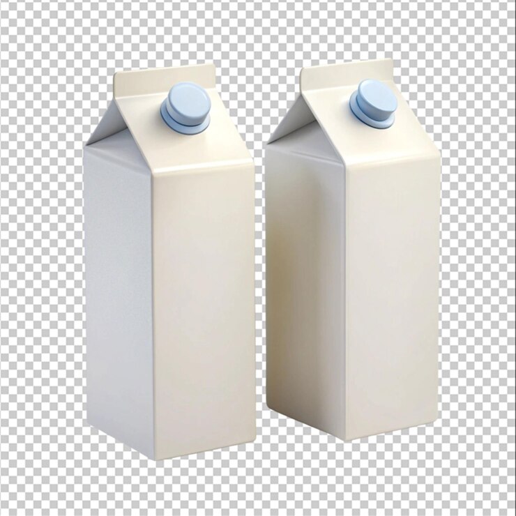 PSD dos tetrapacks de leche aislados sobre un fondo blanco