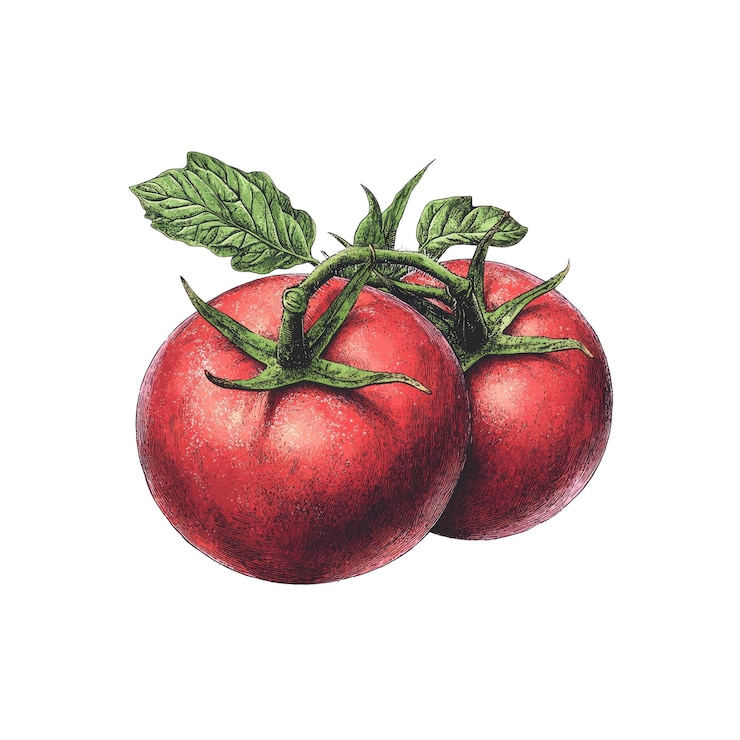 PSD dos tomates maduros en una vid