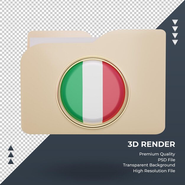 PSD dossier 3d drapeau italie rendu vue de face