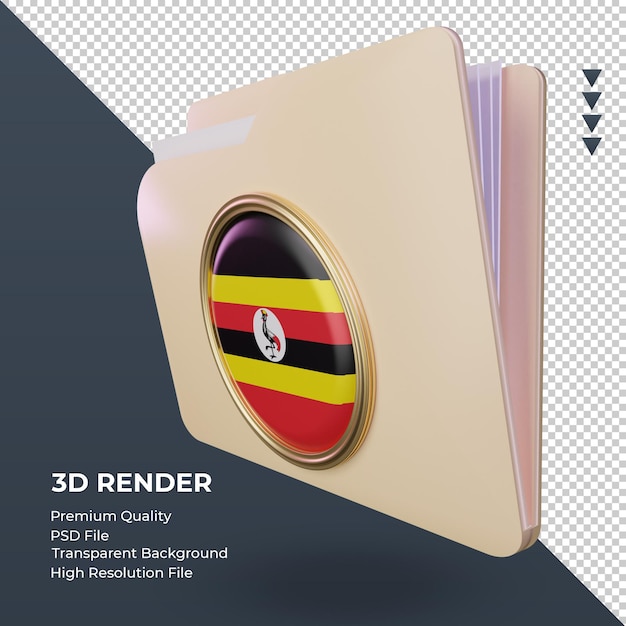 Dossier 3d Rendu Du Drapeau De L'ouganda Vue De Droite