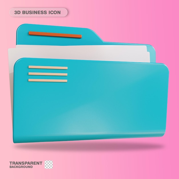 Dossier d'affaires d'icône 3D pour la source de marketing de bannière de page de destination de site Web