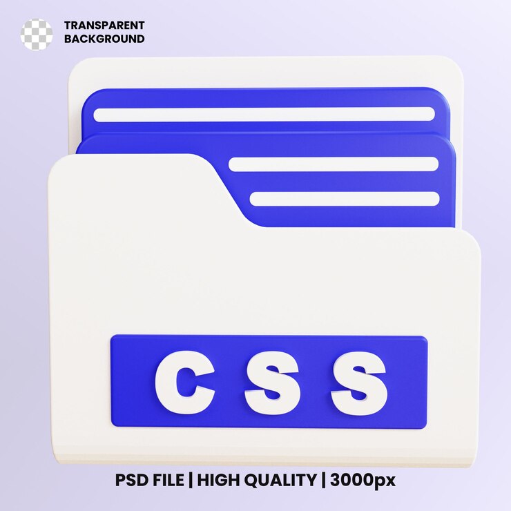 PSD un dossier bleu et blanc avec le titre css dessus