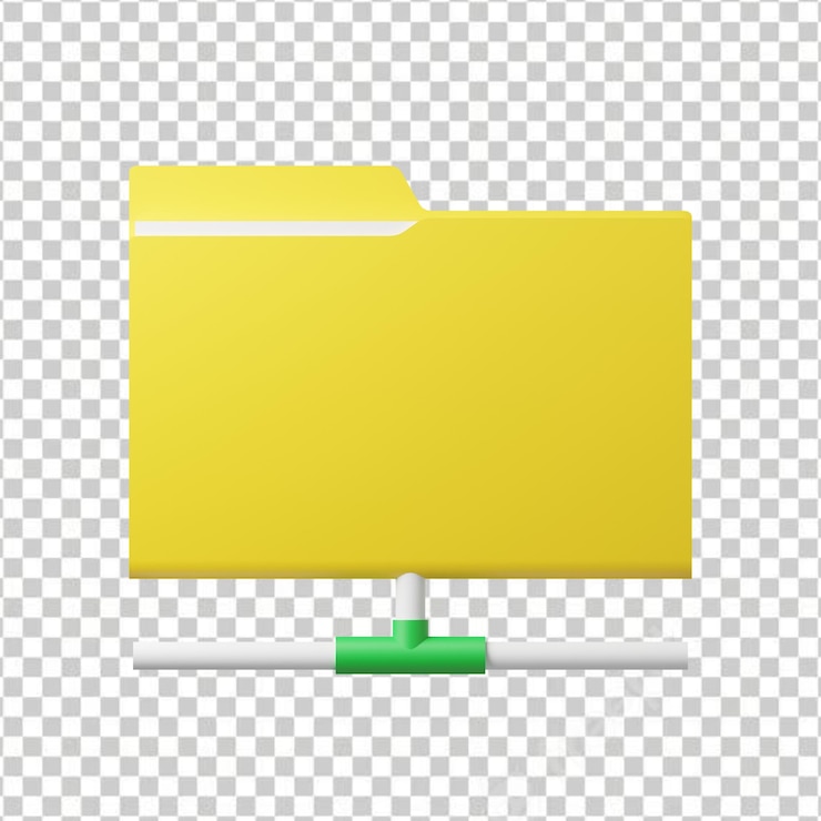 PSD un dossier jaune avec un presse-papiers vert avec un presse-papiers blanc avec un dossier jaune dessus.