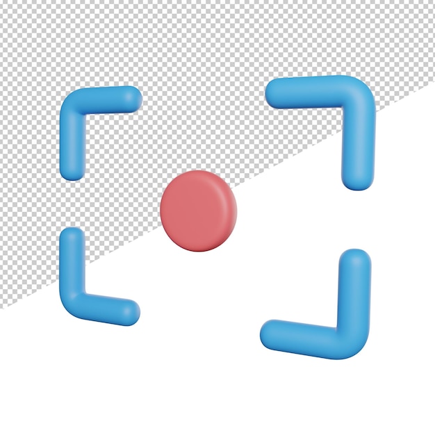 Dot Focus Camera Sign side view 3d rendering icon illustration on transparent background