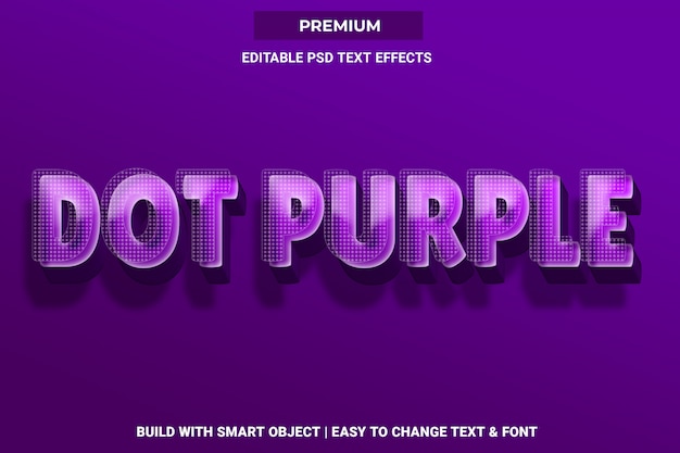 Dot purple - efecto de fuente de estilo de texto en 3d psd