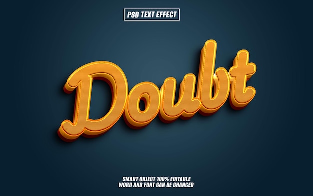 doubt text effect font editable typography 3d text