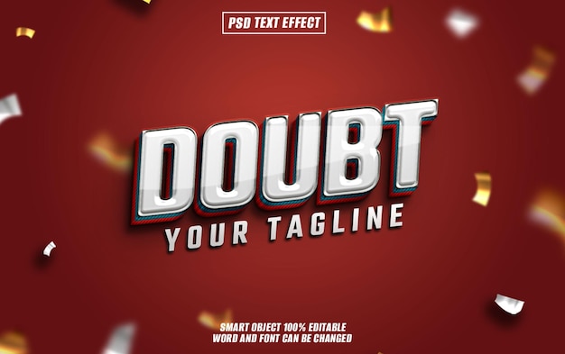 doubt text effect font editable typography 3d text