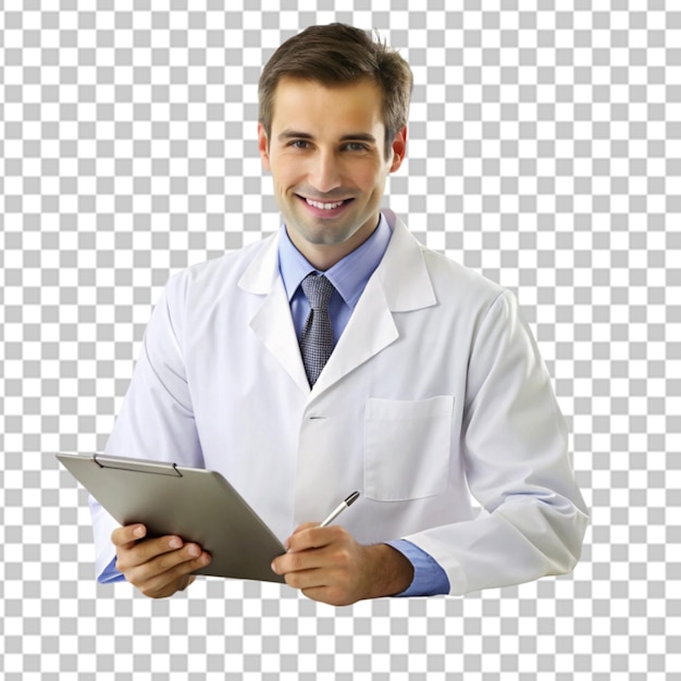 Doutor a trabalhar com um tablet digital