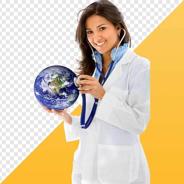 Doutor Examinando o Planeta Terra