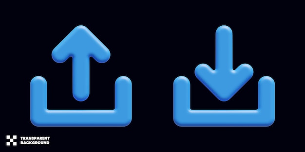download and upload file icon set in 3d render