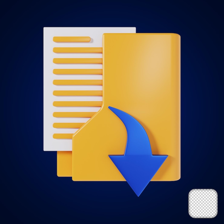 PSD download folder icon 3d illustration