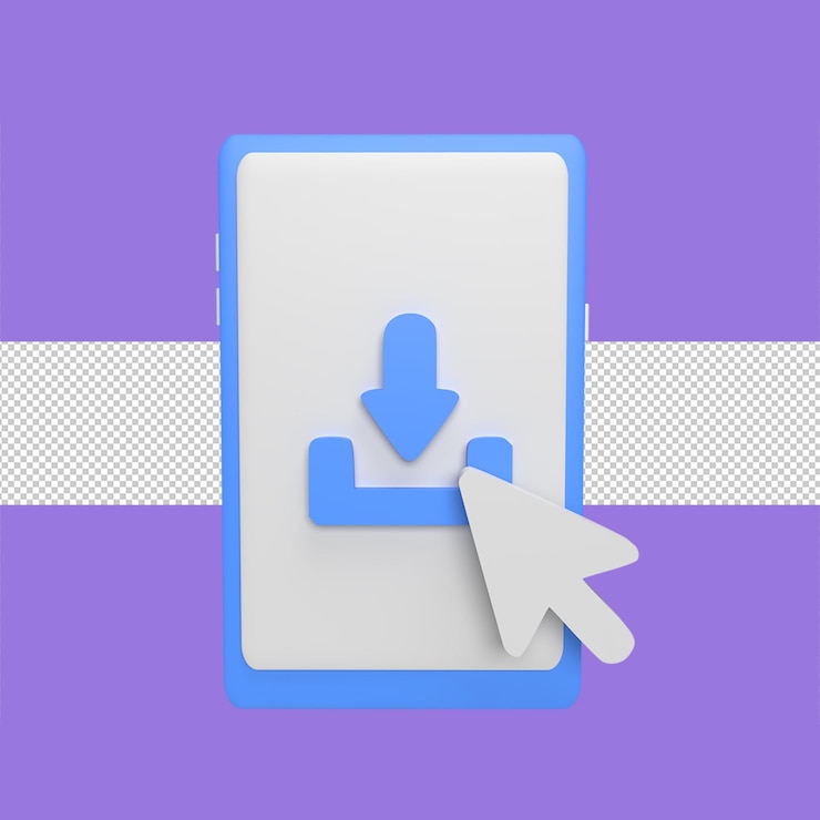 PSD download from phone 3d icon model cartoon style concept render illustration