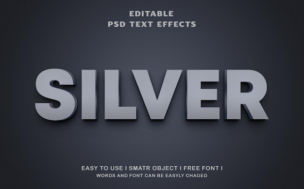 Download gratuito di design per effetti di testo PSD ARGENTO