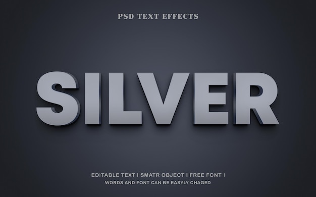 Download gratuito di design per effetti di testo PSD ARGENTO