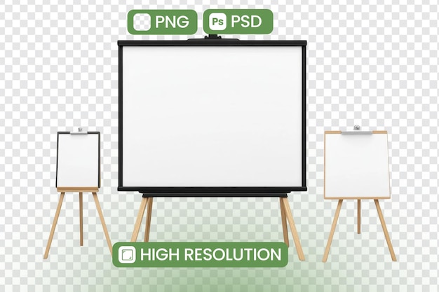 Download HighResolution Mockups Blank Presentation Boards Whiteboards and Easels for Design Projects Perfeito para mostrar seu trabalho de forma criativa e profissional Formatos PNG e PSD disponíveis