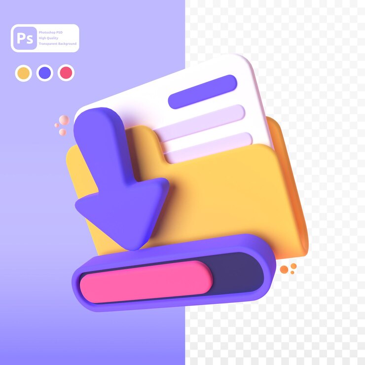 PSD download in 3d render for graphic asset web presentation or other