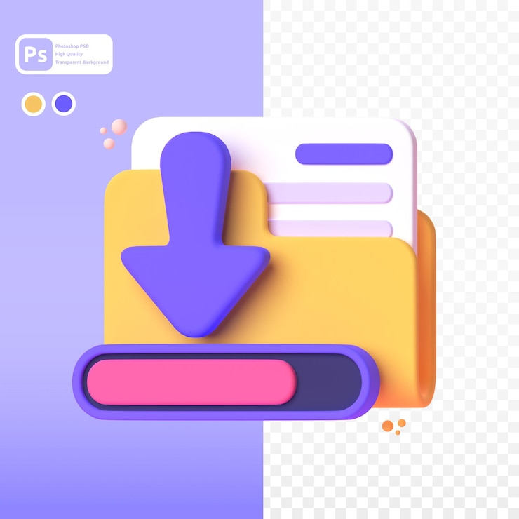 PSD download in 3d render for graphic asset web presentation or other